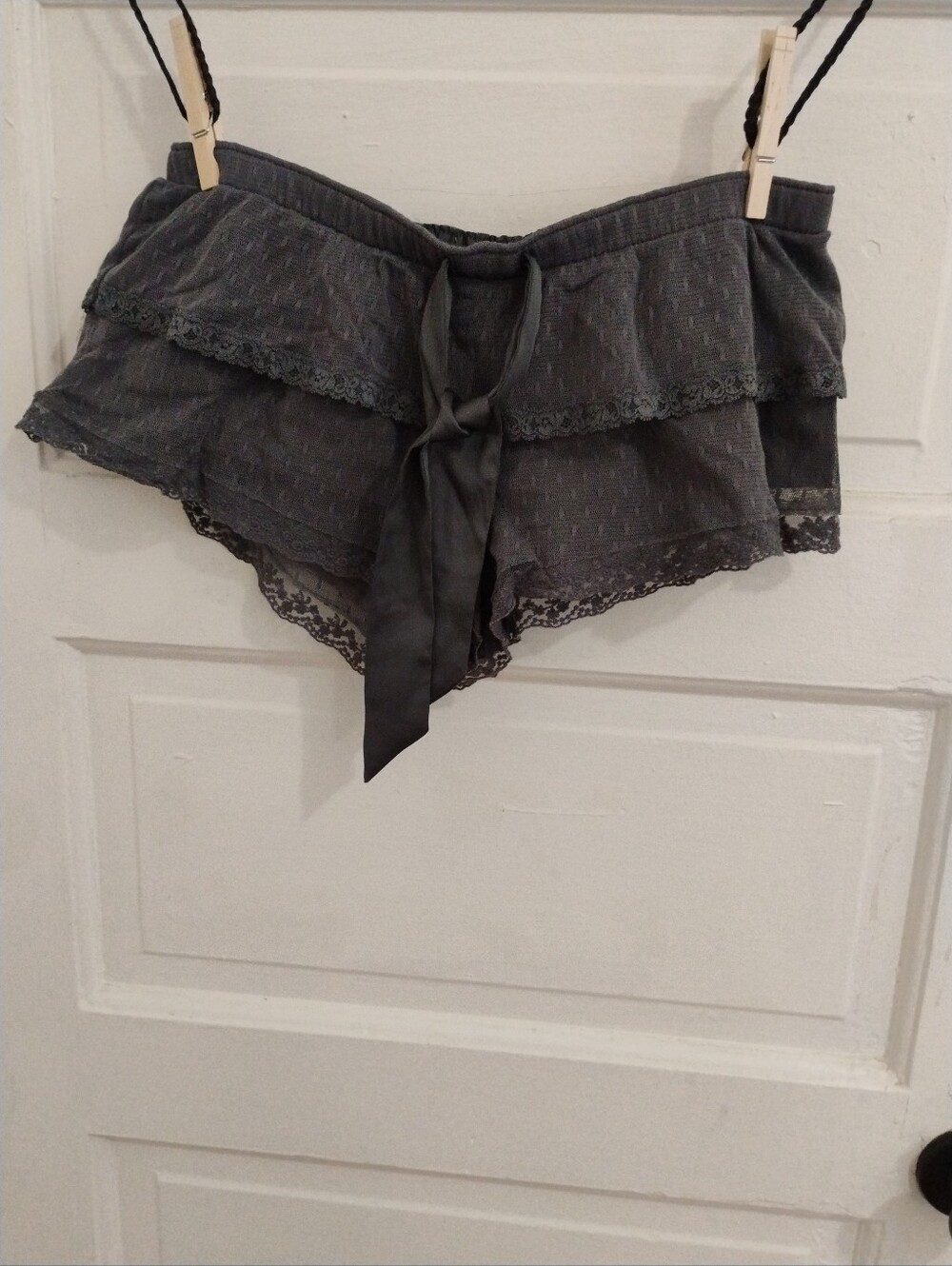 Hollister Gilly Hicks Charcoal Ruffle Lace Sleep Shorts